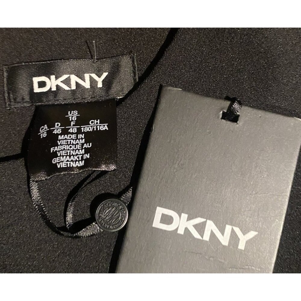 DKNY Knit Dress Womens 16 Combo Metallic Sleeve Stretch Career Professional - Picture 9 of 13